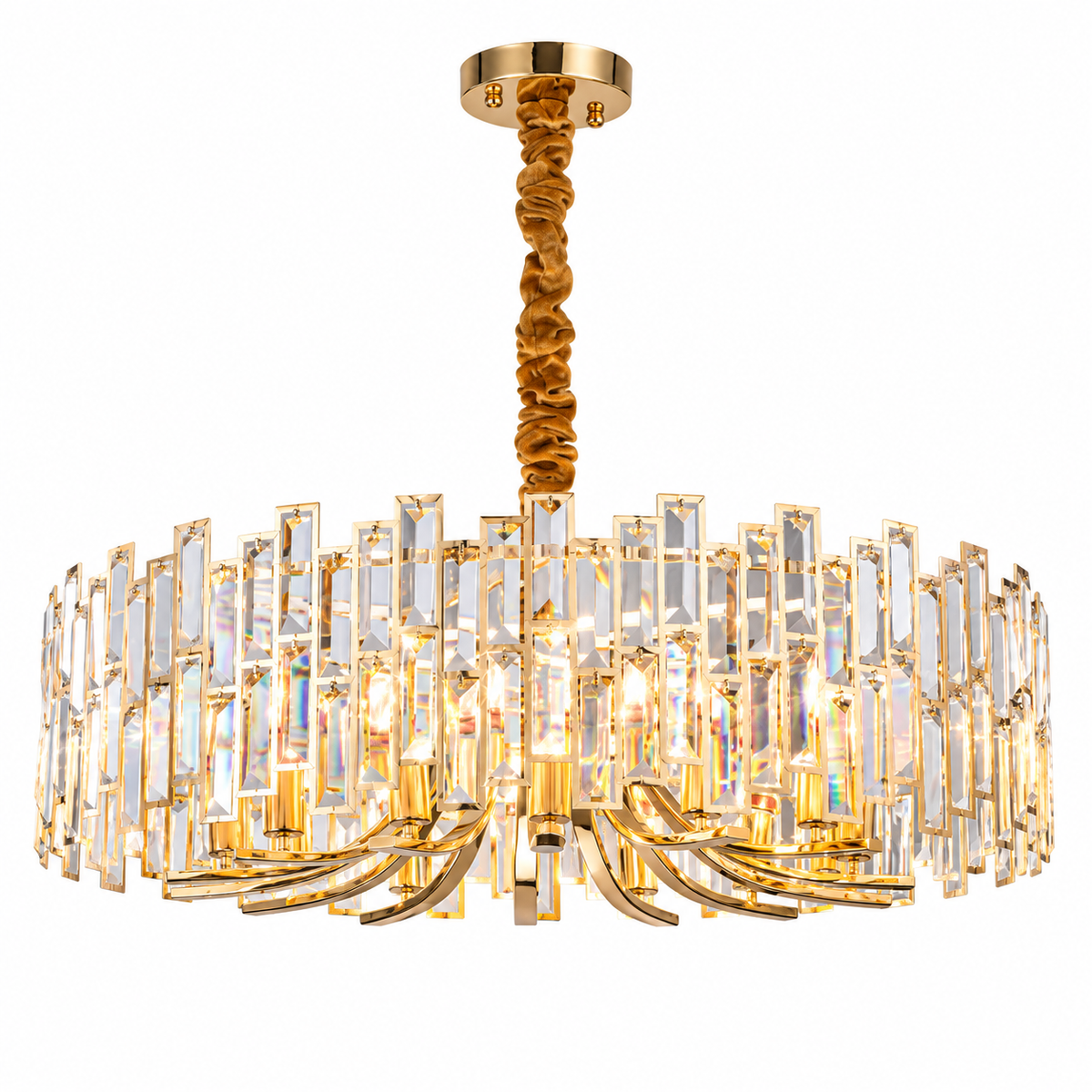 Calista Gold Geometric Crystal Chandelier 14 Light Ceiling Light