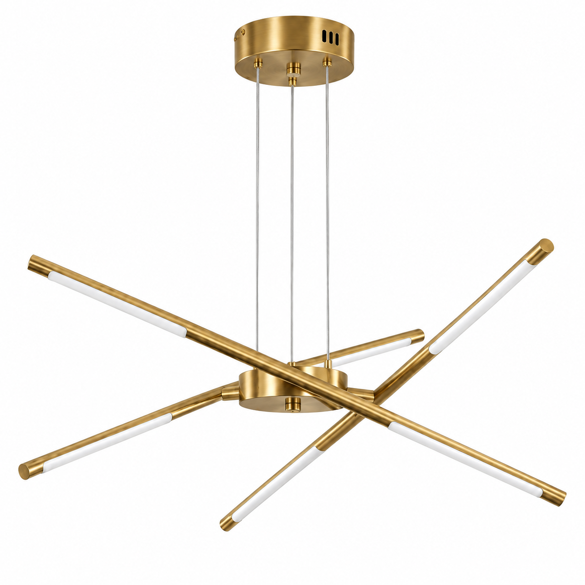 Juno Gold Linear Sputnik Chandelier 5 Light for Dining Tables and Kitchen Islands