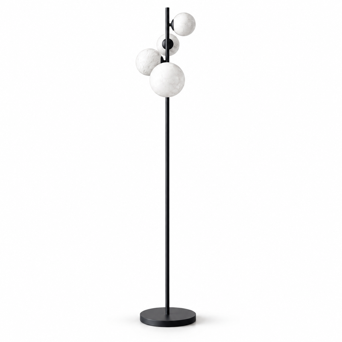 Vela Marble Glass Globe Floor Lamp, 4 Light for Living Rooms