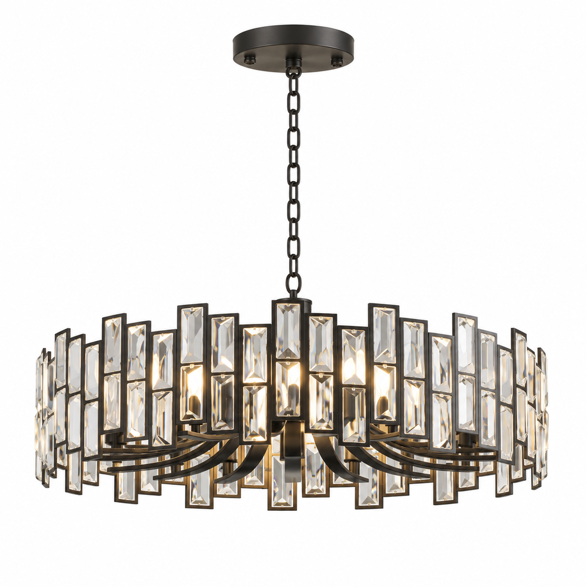 Vesper Black Geometric Crystal Chandelier 10 Light Dimmable Ceiling Light