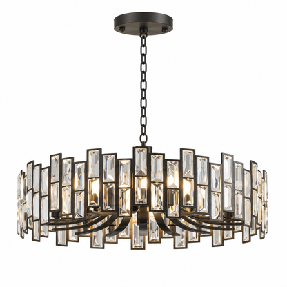 Vesper Black Geometric Crystal Chandelier 10 Light Dimmable Ceiling Light