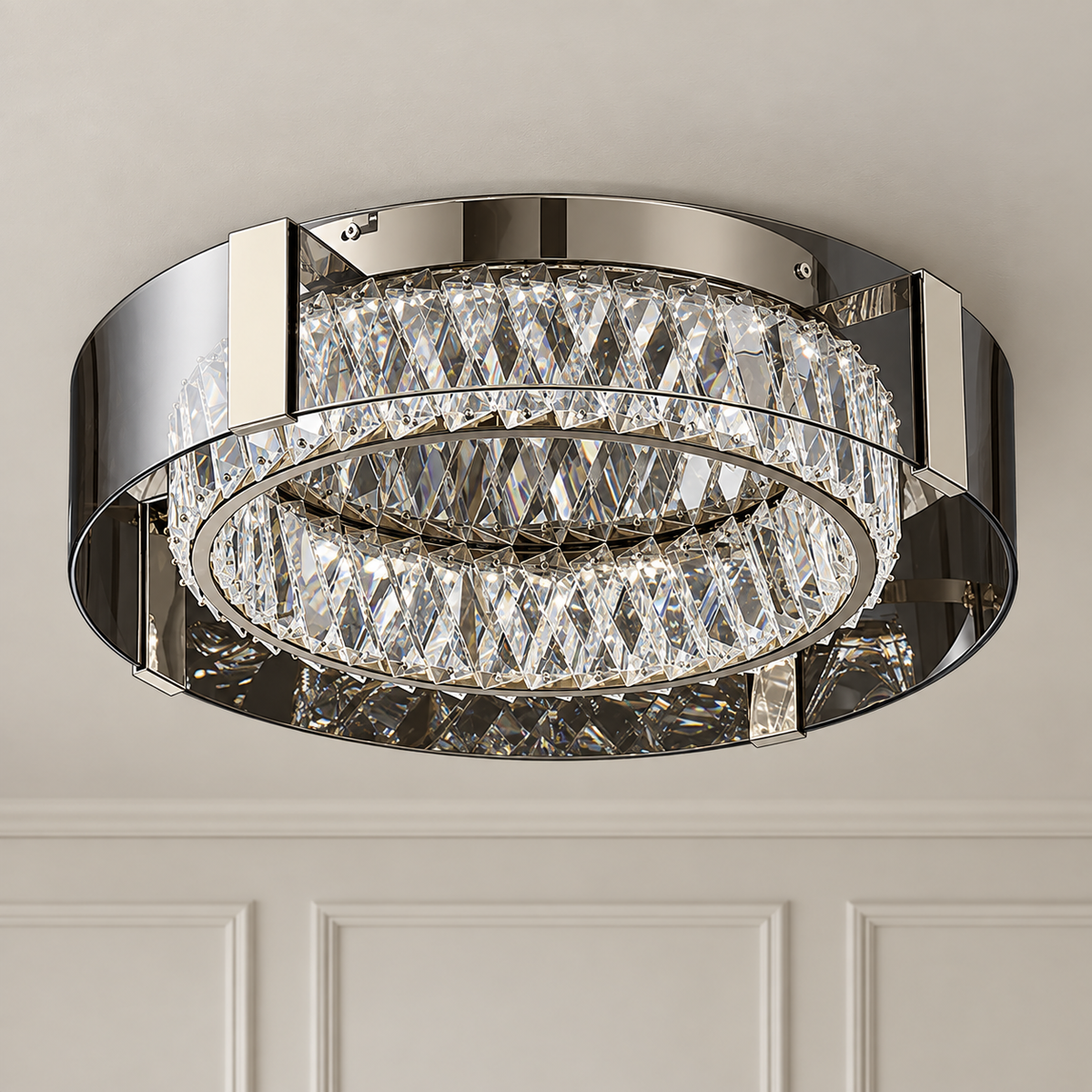 Elara Crystal Flush Mount Ceiling Light Dimmable with Remote Control