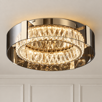 Elara Crystal Flush Mount Ceiling Light Dimmable with Remote Control