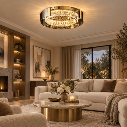 Elara Crystal Flush Mount Ceiling Light Dimmable with Remote Control