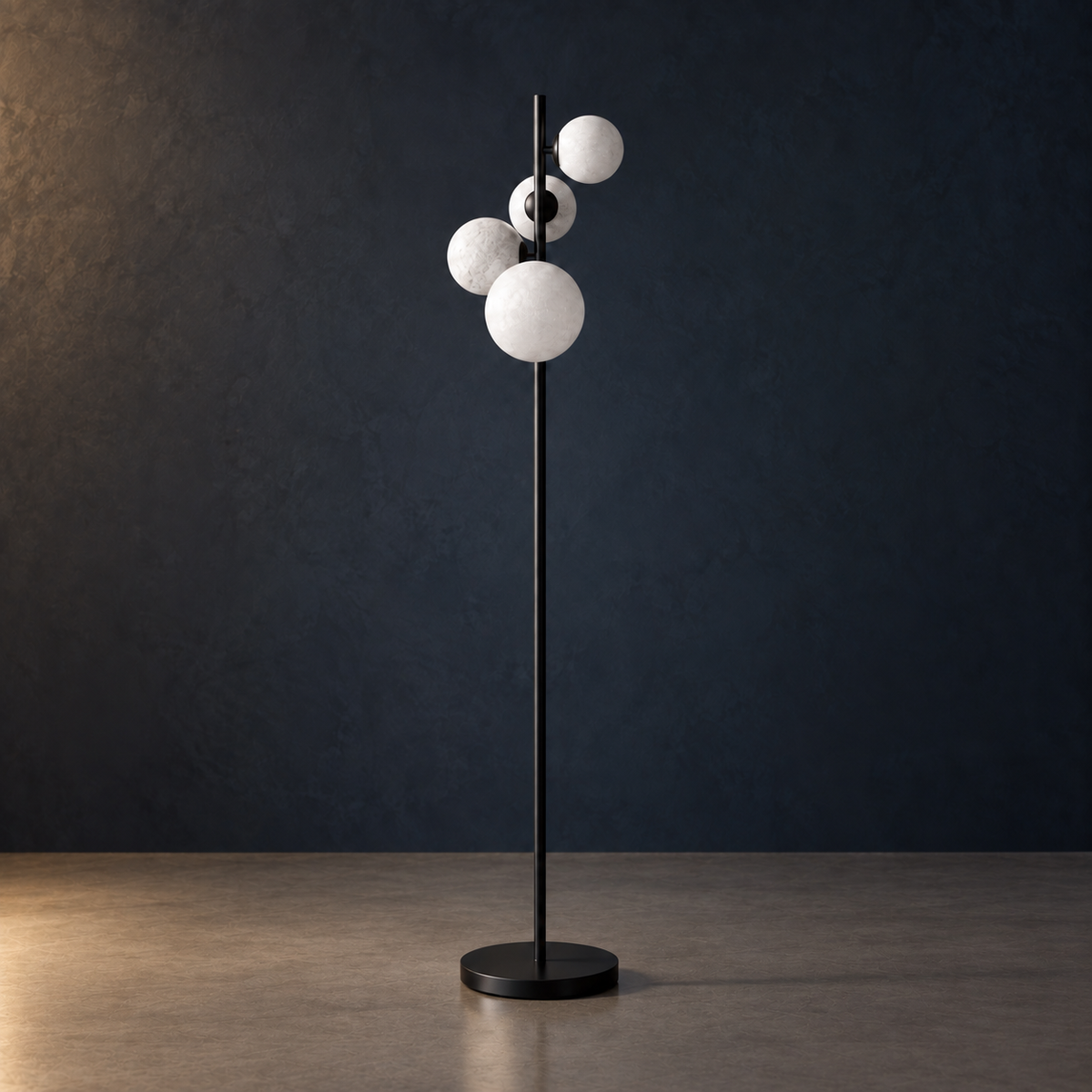 Vela Marble Glass Globe Floor Lamp, 4 Light for Living Rooms