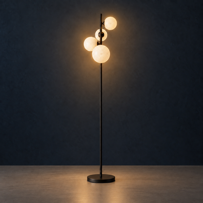 Vela Marble Glass Globe Floor Lamp, 4 Light for Living Rooms