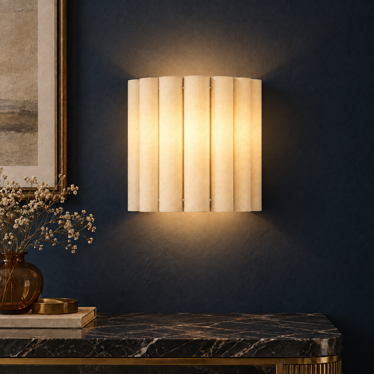 Linnea Linen Wall Light, Up and Down Wall Lamp for Bedrooms and Hallways