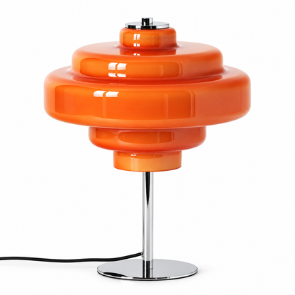 Ember Orange Glass Table Lamp with Silver Frame for Desks and Bedsides