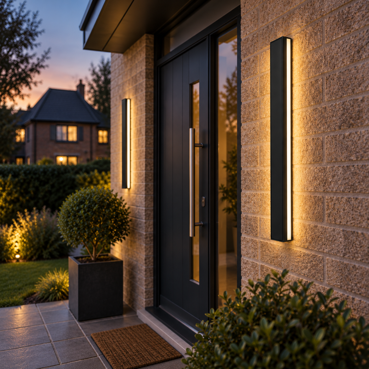 Arlo Black Linear Outdoor Wall Light for Garden Walls and Patios