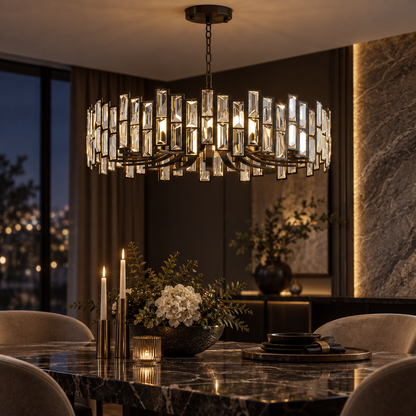 Vesper Black Geometric Crystal Chandelier 10 Light Dimmable Ceiling Light