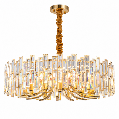 Calista Gold Geometric Crystal Chandelier 14 Light Ceiling Light