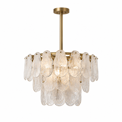 Nimbus Gold Tiered Cloud Glass Chandelier 6 Light for Dining Rooms and Kitchen Islands