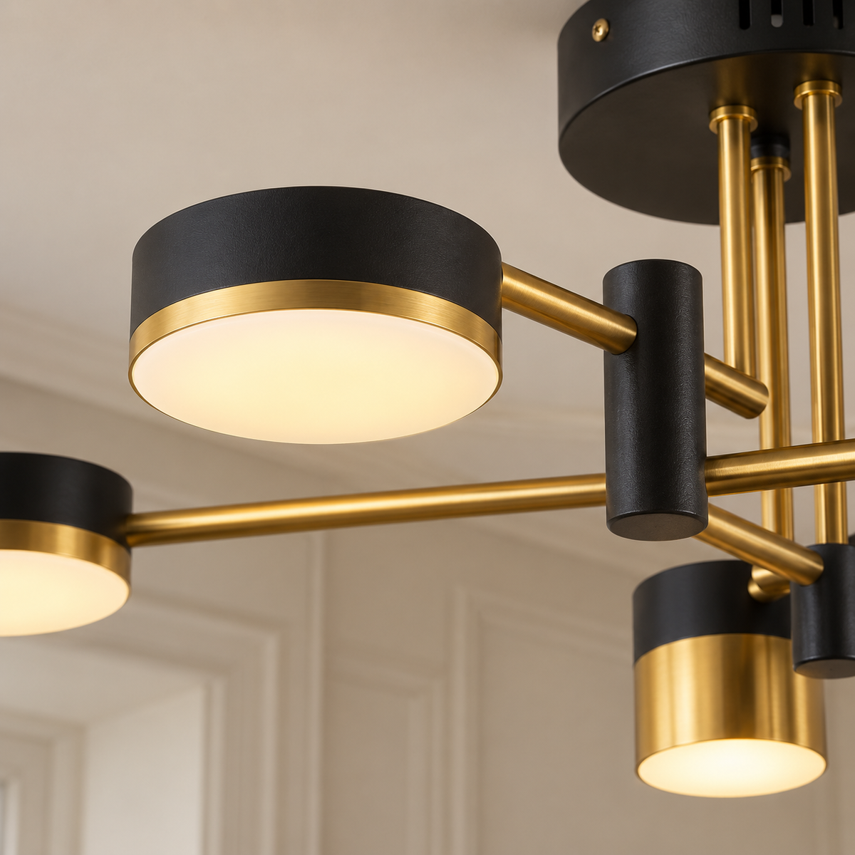 Astra Black and Gold Sputnik Ceiling Light 6 Light Dimmable
