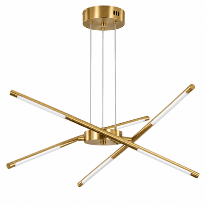 Juno Gold Linear Sputnik Chandelier 5 Light for Dining Tables and Kitchen Islands