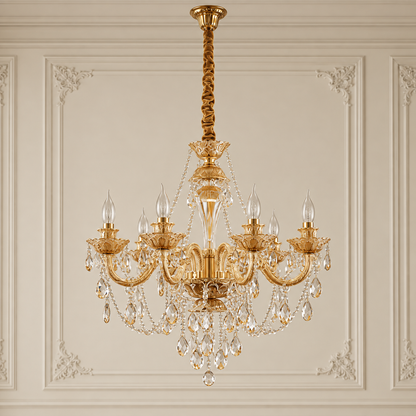Elowen Amber Glass Candlelight Chandelier 8 Light for Dining Rooms