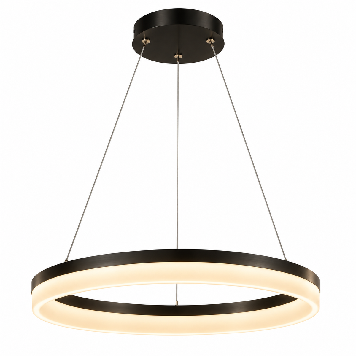 Rhea Black LED Ring Pendant Light Dimmable with Remote for Dining Tables and Kitchens