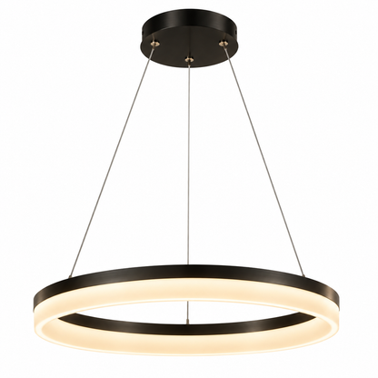 Rhea Black LED Ring Pendant Light Dimmable with Remote for Dining Tables and Kitchens