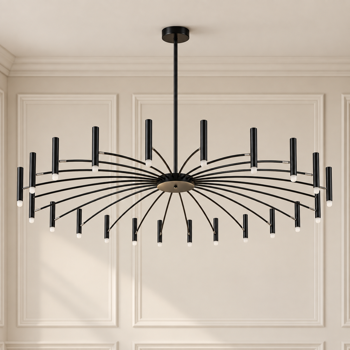 Atlas Black Adjustable LED Chandelier 12 Light with Rotating Heads for Living Rooms