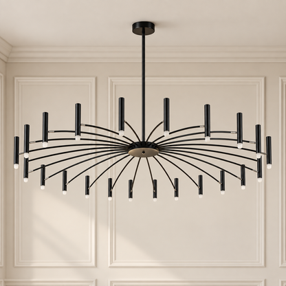 Atlas Black Adjustable LED Chandelier 12 Light with Rotating Heads for Living Rooms