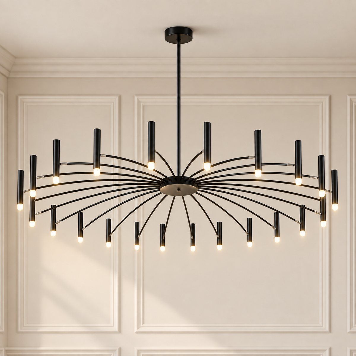 Atlas Black Adjustable LED Chandelier 12 Light with Rotating Heads for Living Rooms