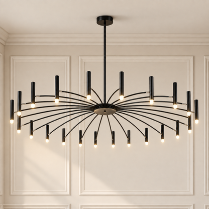Atlas Black Adjustable LED Chandelier 12 Light with Rotating Heads for Living Rooms