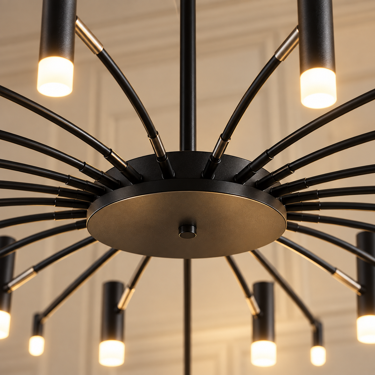 Atlas Black Adjustable LED Chandelier 12 Light with Rotating Heads for Living Rooms