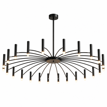 Atlas Black Adjustable LED Chandelier 12 Light with Rotating Heads for Living Rooms