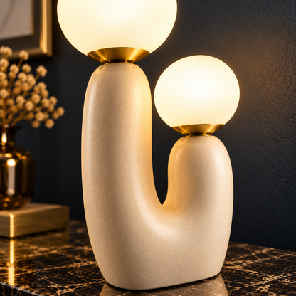 Saguaro Beige Cactus LED Table Lamp, 2 Light Glass Accent Lamp