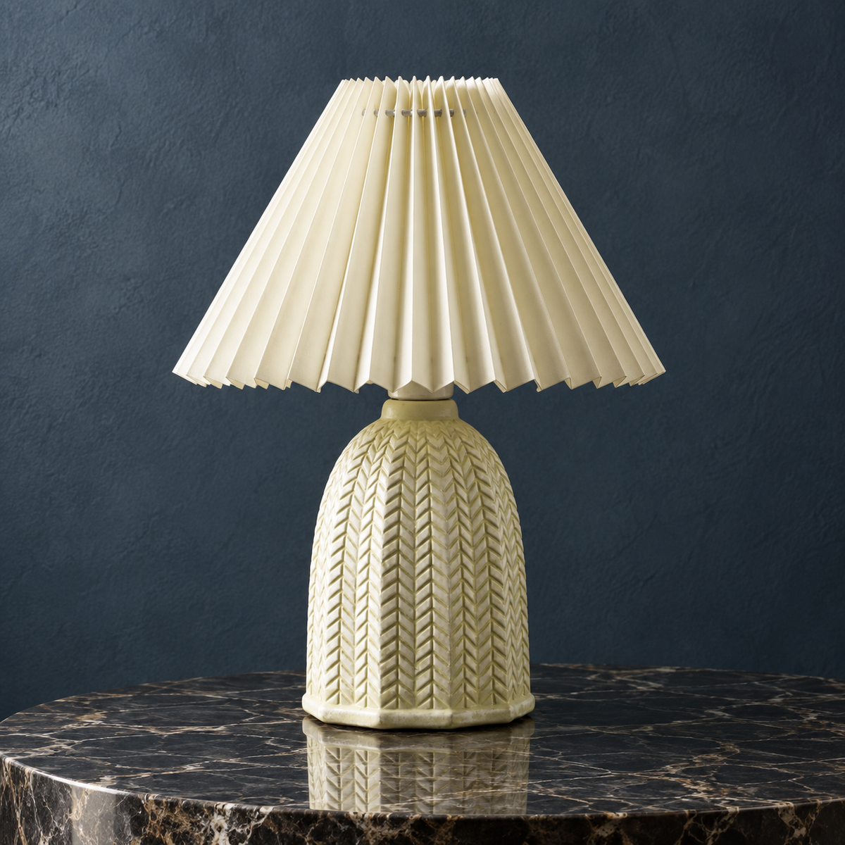 Ivy Sage Green Ceramic Table Lamp with Pleated Linen Shade