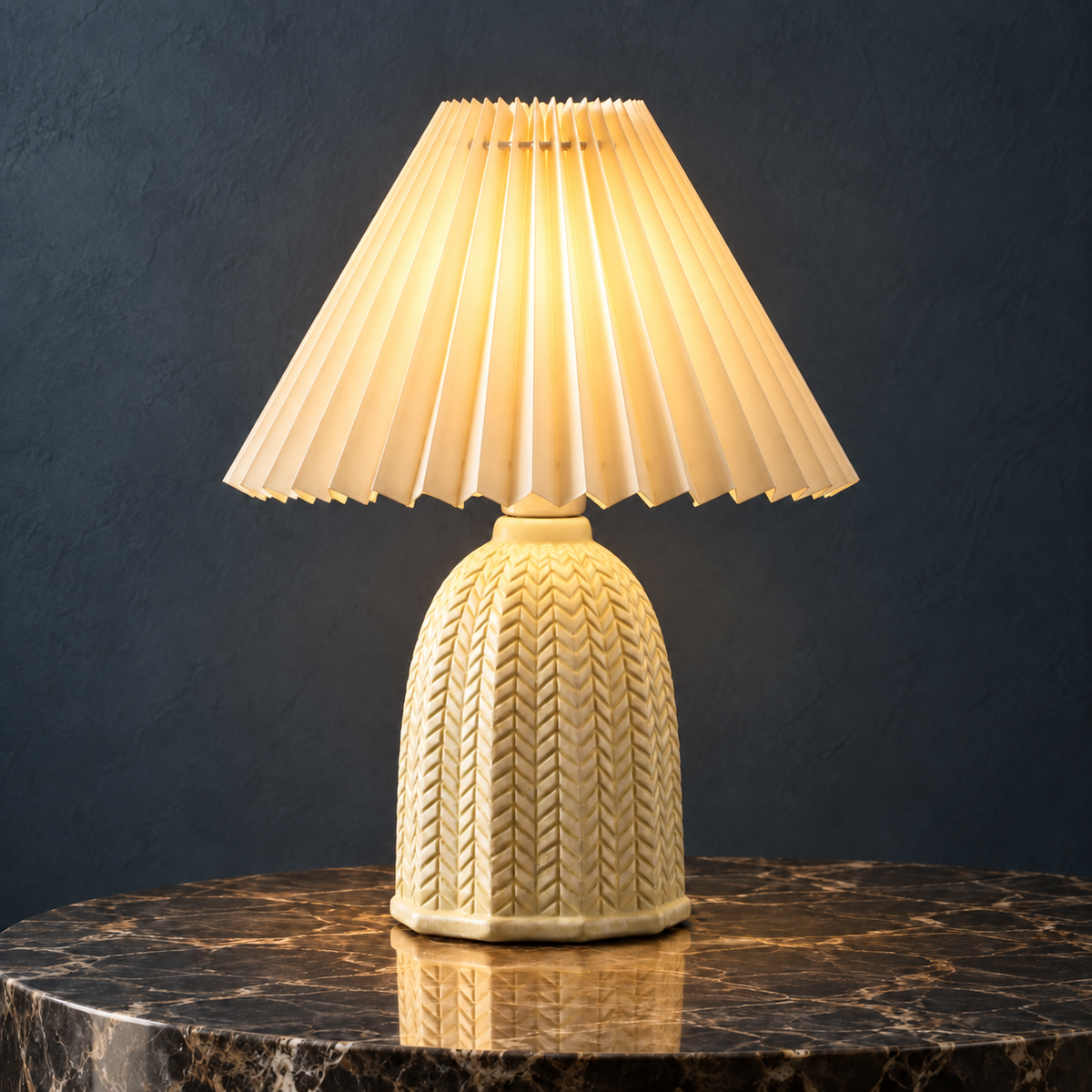 Ivy Sage Green Ceramic Table Lamp with Pleated Linen Shade