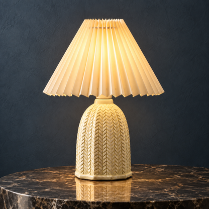 Ivy Sage Green Ceramic Table Lamp with Pleated Linen Shade