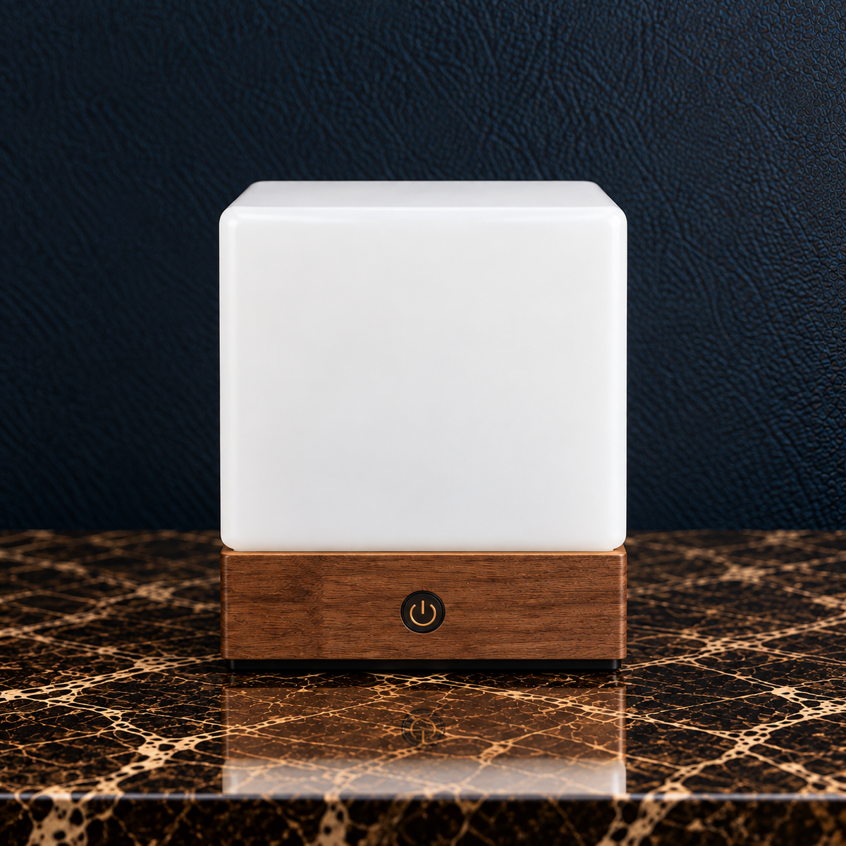 Cubo Wooden Cube LED Table Lamp, Cordless and Rechargeable with Touch and Remote