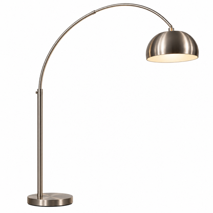 Arden Black Arc Floor Lamp with Dome Shade for Sofas and Reading Corners