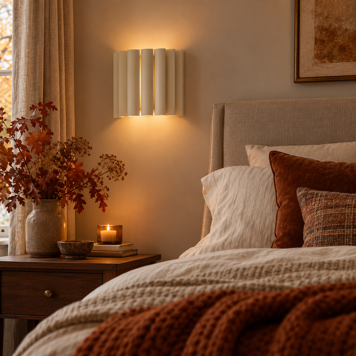 Linnea Linen Wall Light, Up and Down Wall Lamp for Bedrooms and Hallways