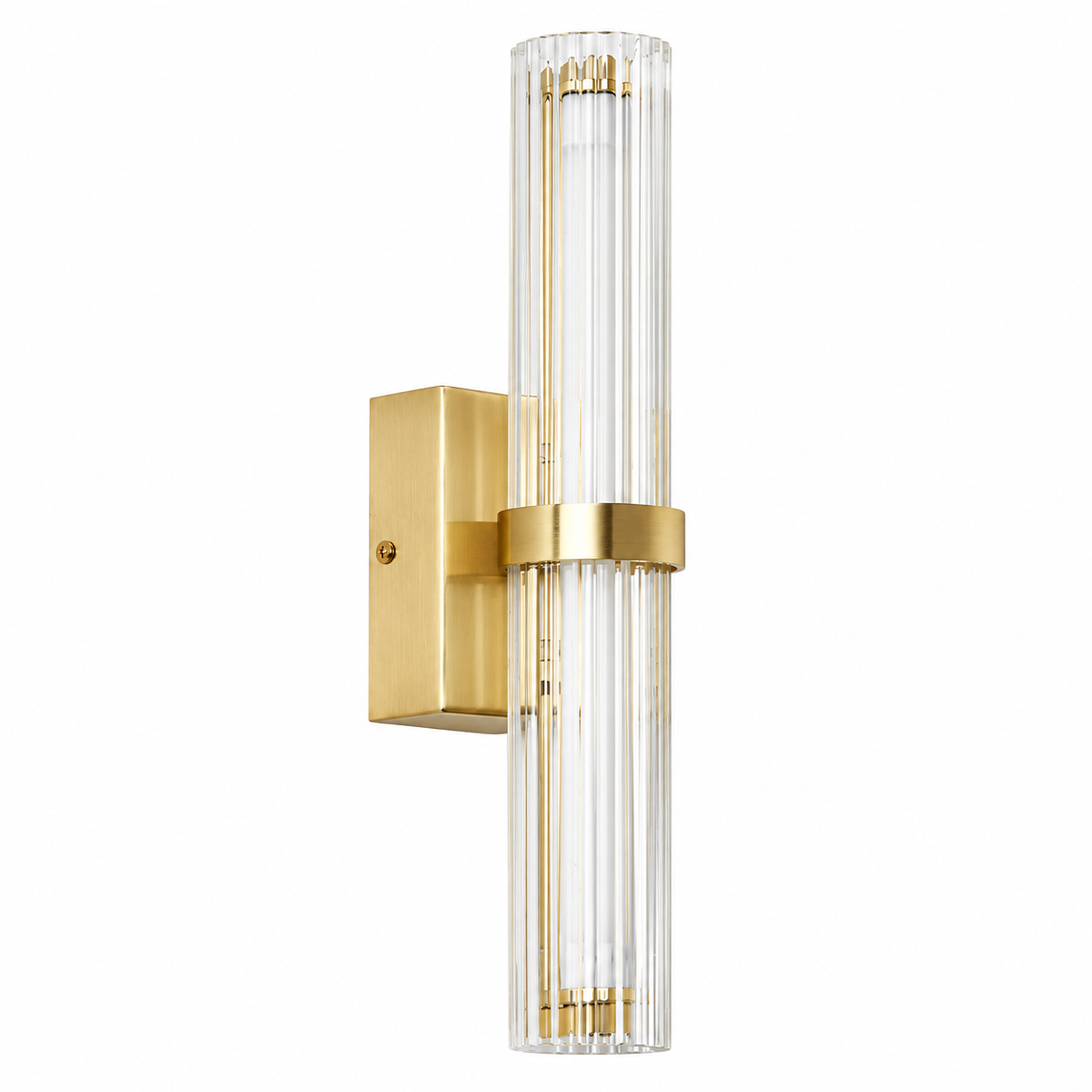Maren Gold LED Wall Light with Clear Glass Shade for Hallways and Bedsides