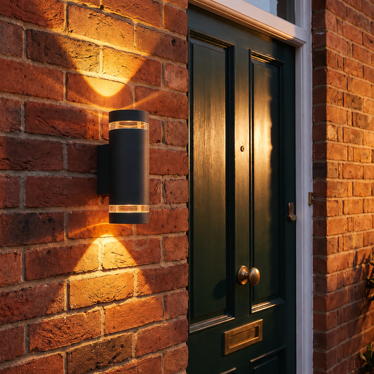 Northfield Black Outdoor Wall Light, Up and Down for Front Doors and Porches