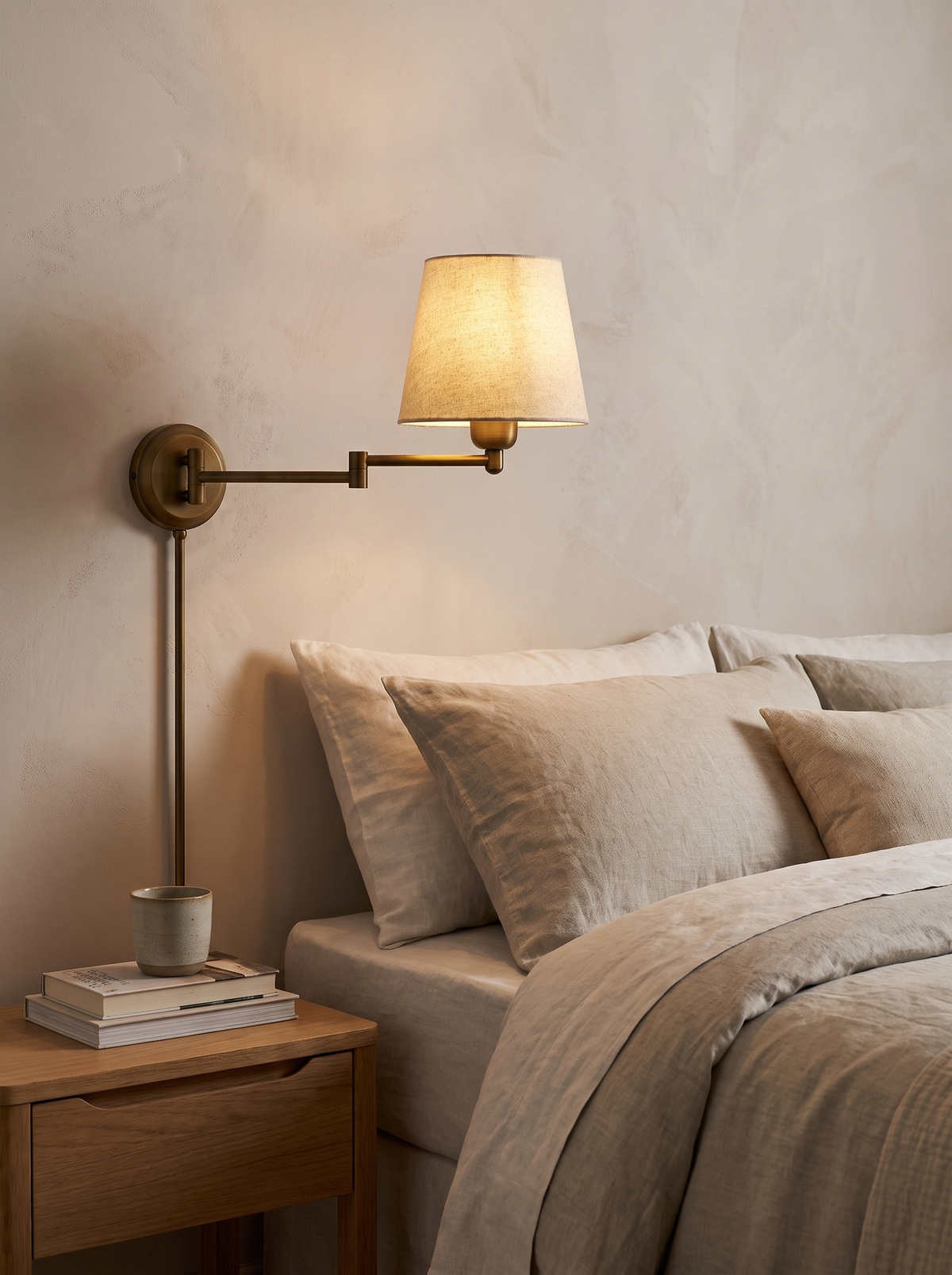 Marlow wall light above a bedside table