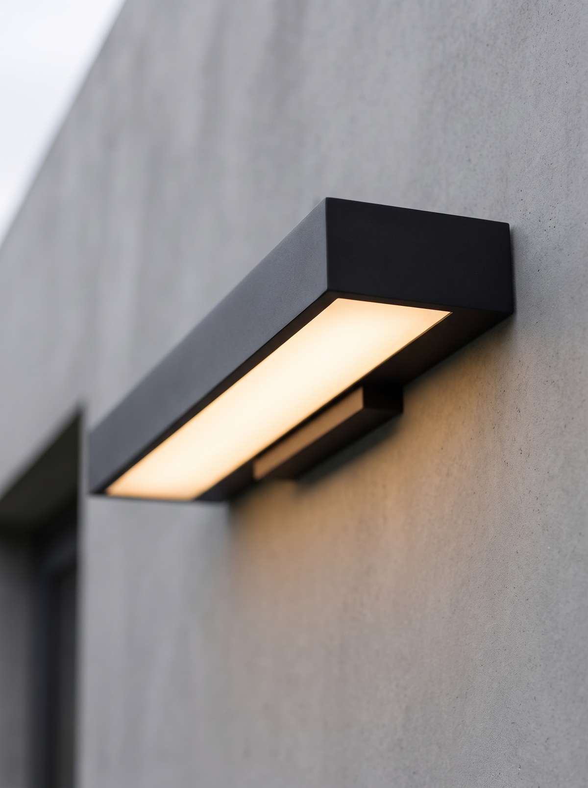 Close detail of the Verano black stainless steel wall light