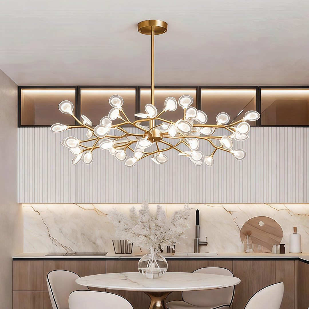 Firefly sputnik chandelier over a dining table