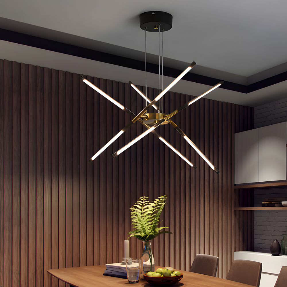 Black and gold linear sputnik chandelier